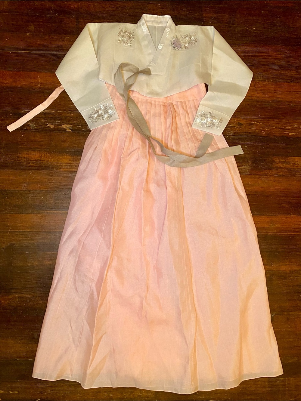 Traditional Korean Hanbok Pink and Cream